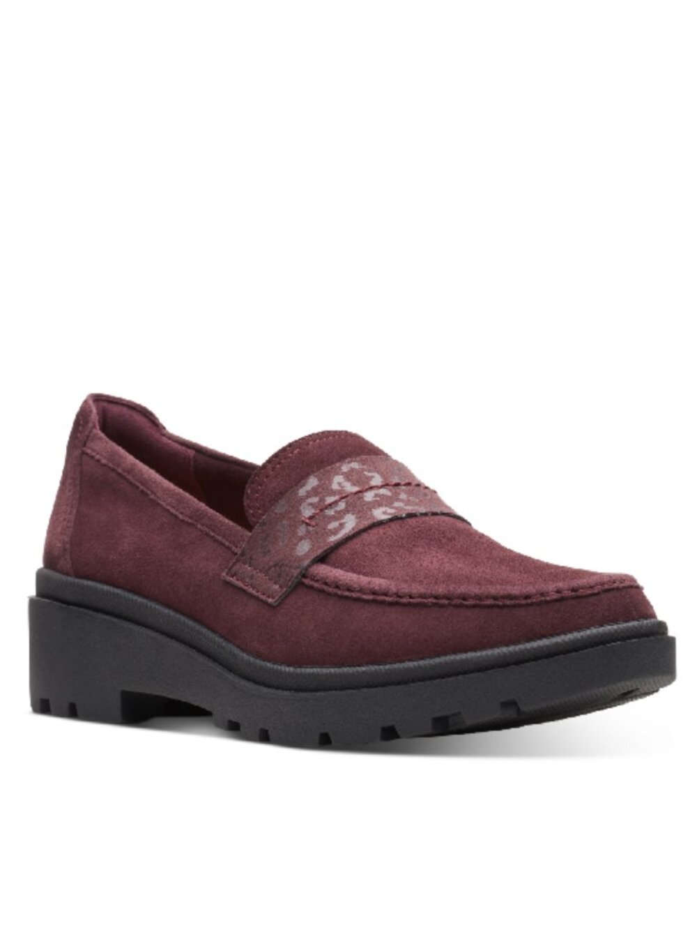 Clarks womens Calla Ease Loafer, Flat Burgundy Suede,